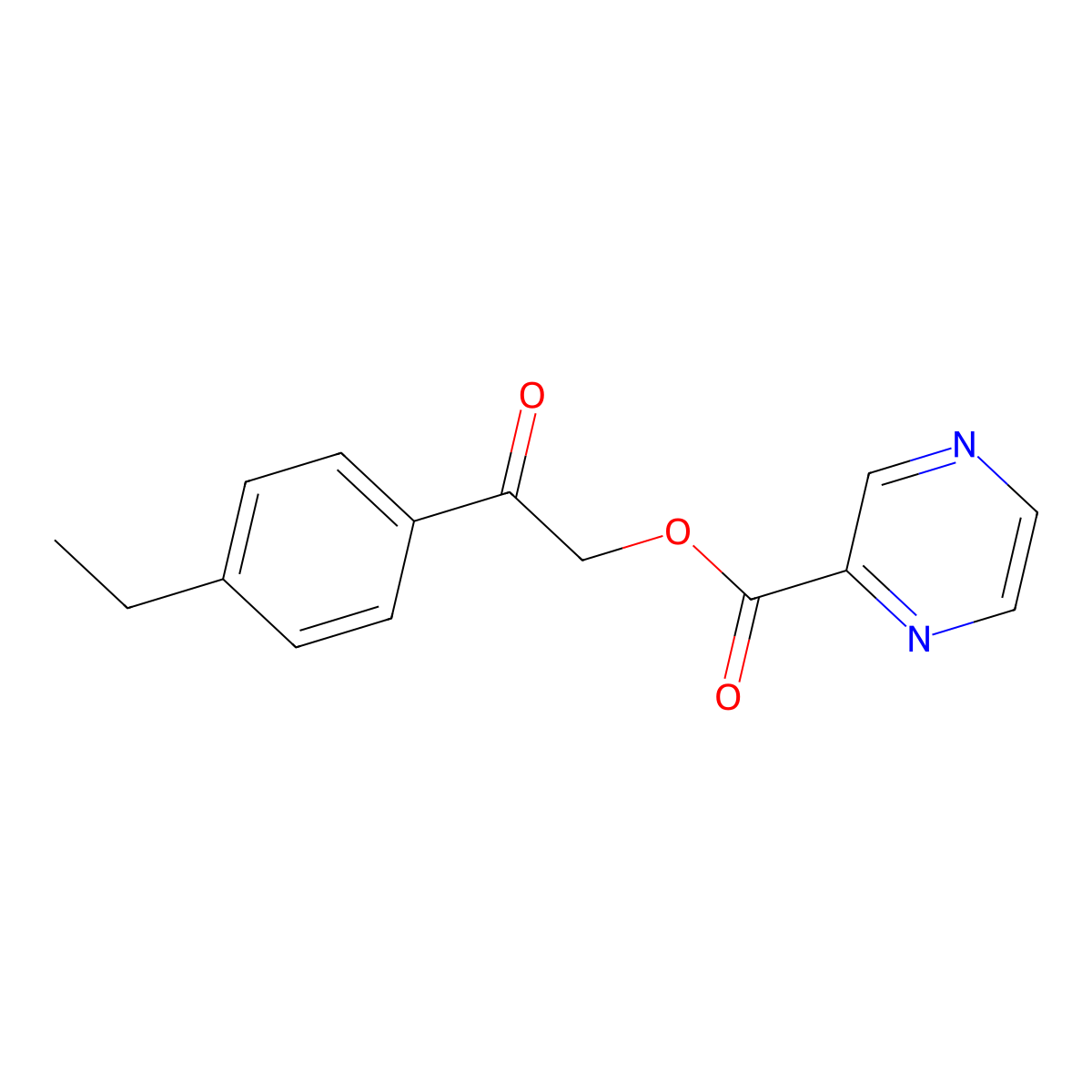 2-(4-Ethylphenyl)-2-oxoethyl pyrazine-2-carboxylate molecular structure, CAS 524043-01-4