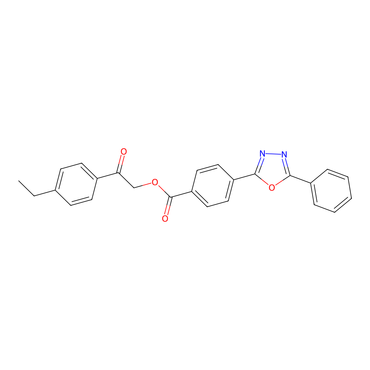 2-(4-Ethylphenyl)-2-oxoethyl 4-(5-phenyl-1,3,4-oxadiazol-2-yl)benzoate molecular structure, CAS 524043-31-0