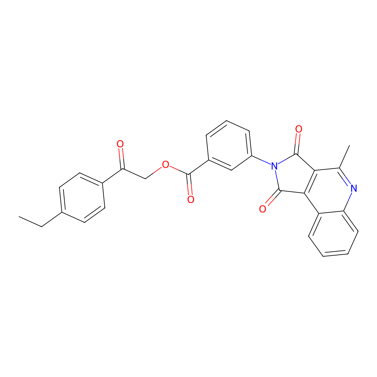 2-(4-ethylphenyl)-2-oxoethyl 3-(4-methyl-1,3-dioxo-1,3-dihydro-2H-pyrrolo[3,4-c]quinolin-2-yl)benzoate molecular structure, CAS 524043-34-3