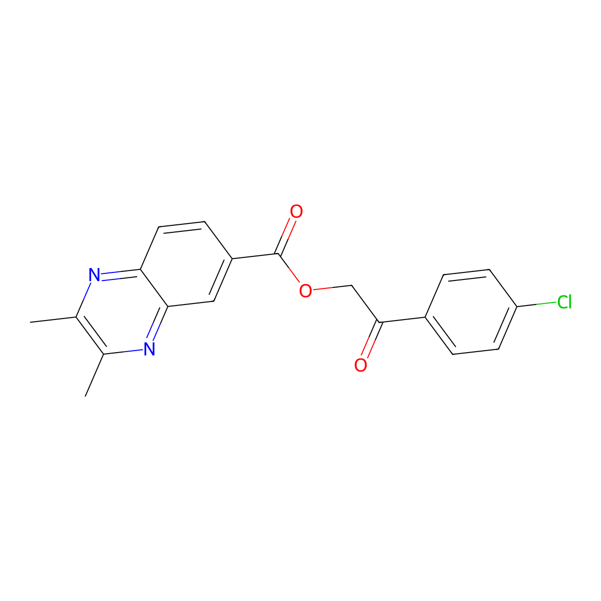 2-(4-Chlorophenyl)-2-oxoethyl 2,3-dimethyl-6-quinoxalinecarboxylate molecular structure, CAS 524043-53-6