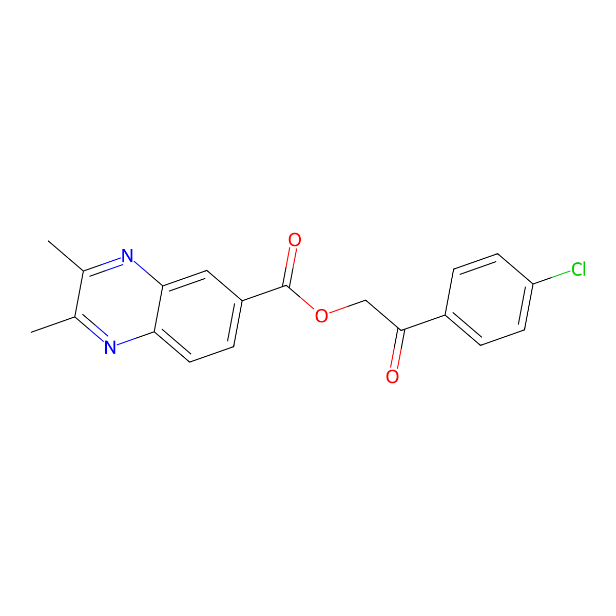 2-(4-Chlorophenyl)-2-oxoethyl 2,3-dimethyl-6-quinoxalinecarboxylate molecular structure, CAS 524043-53-6