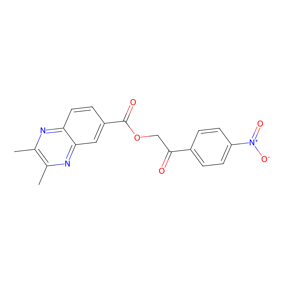2-(4-Nitrophenyl)-2-oxoethyl 2,3-dimethylquinoxaline-6-carboxylate molecular structure, CAS 524043-54-7