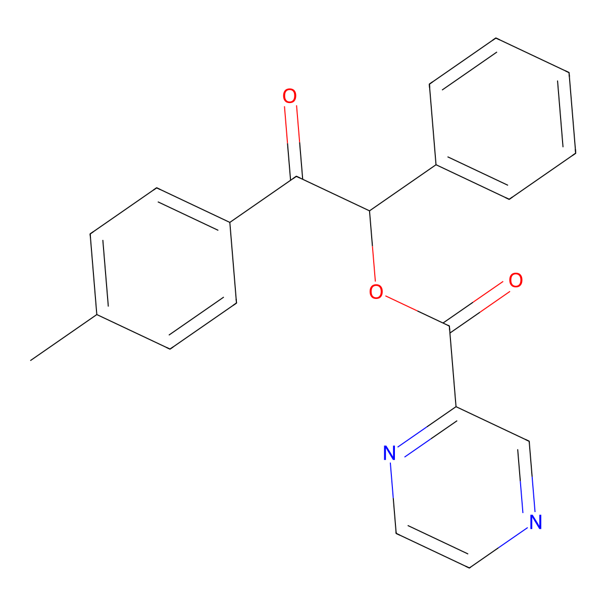 2-(4-Methylphenyl)-2-oxo-1-phenylethyl 2-pyrazinecarboxylate molecular structure, CAS 524043-74-1