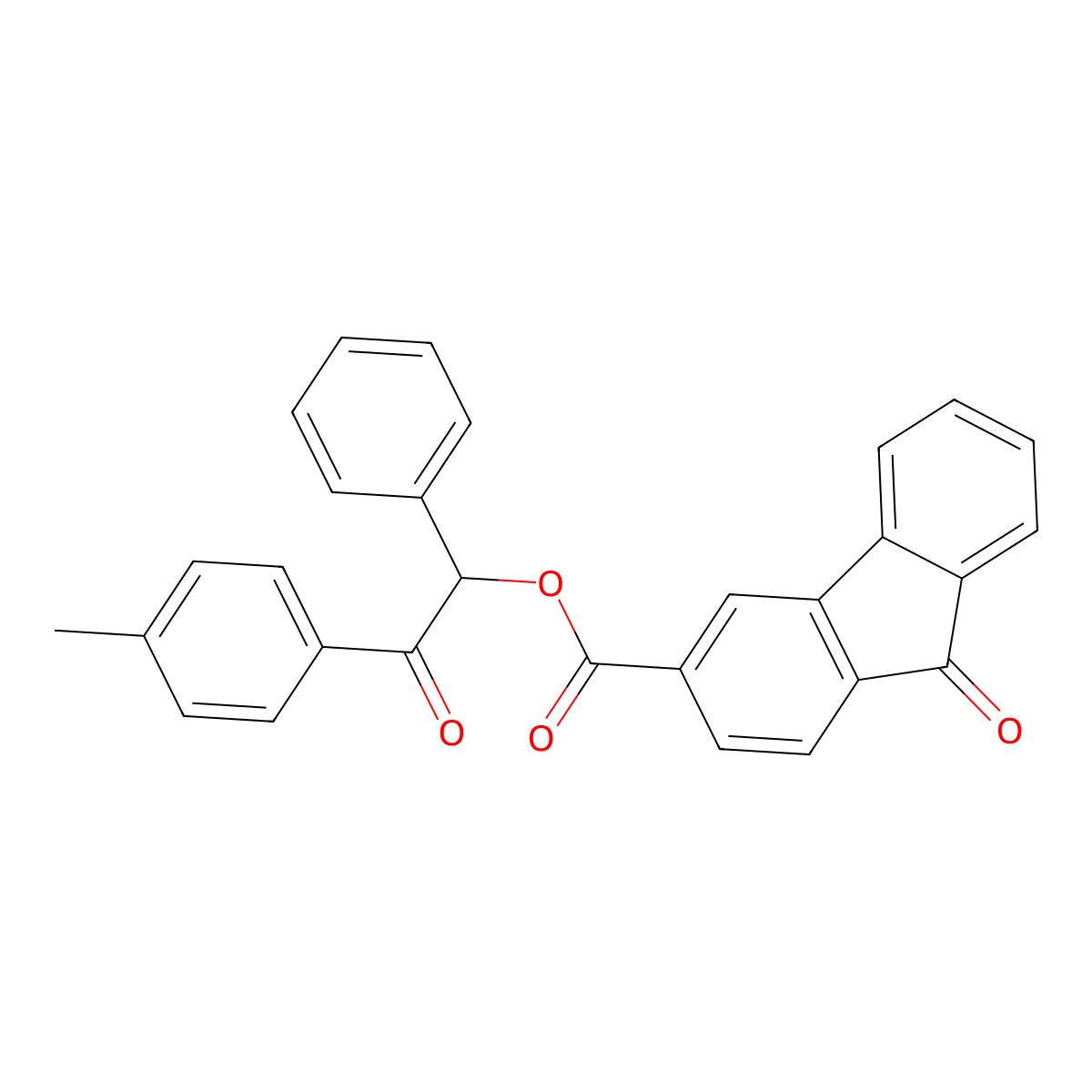 2-(4-methylphenyl)-2-oxo-1-phenylethyl 9-oxo-9H-fluorene-3-carboxylate molecular structure, CAS 524043-89-8