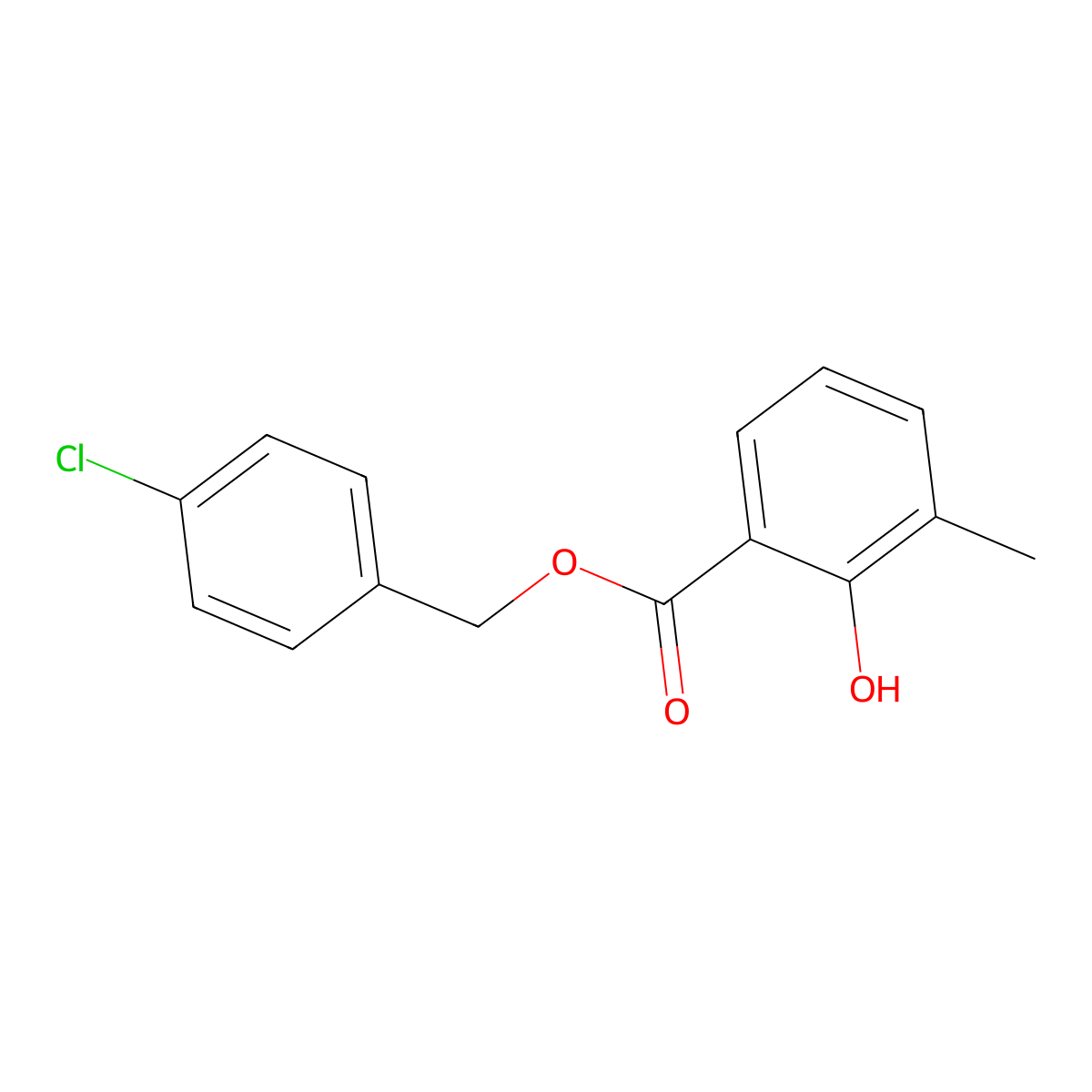 4-Chlorobenzyl 2-hydroxy-3-methylbenzoate molecular structure, CAS 524044-29-9