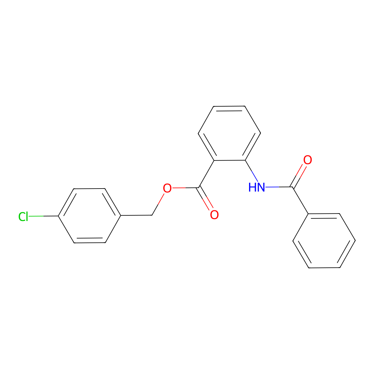 4-Chlorobenzyl 2-(benzoylamino)benzoate molecular structure, CAS 524044-32-4