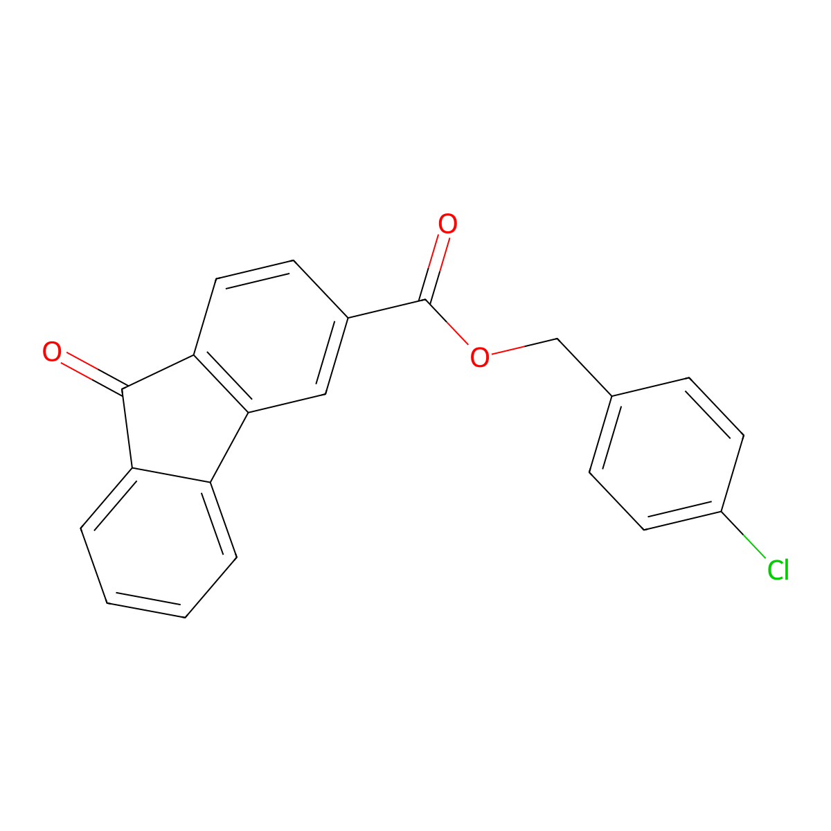 4-chlorobenzyl 9-oxo-9H-fluorene-3-carboxylate molecular structure, CAS 524044-46-0