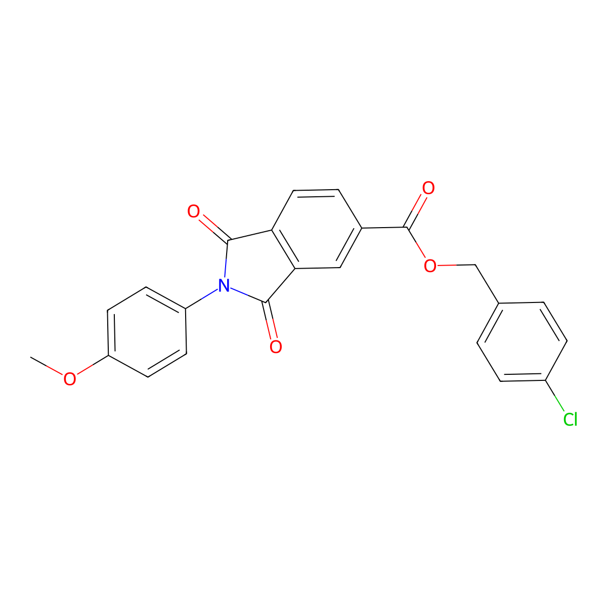 4-Chlorobenzyl 2-(4-methoxyphenyl)-1,3-dioxo-5-isoindolinecarboxylate molecular structure, CAS 524044-55-1