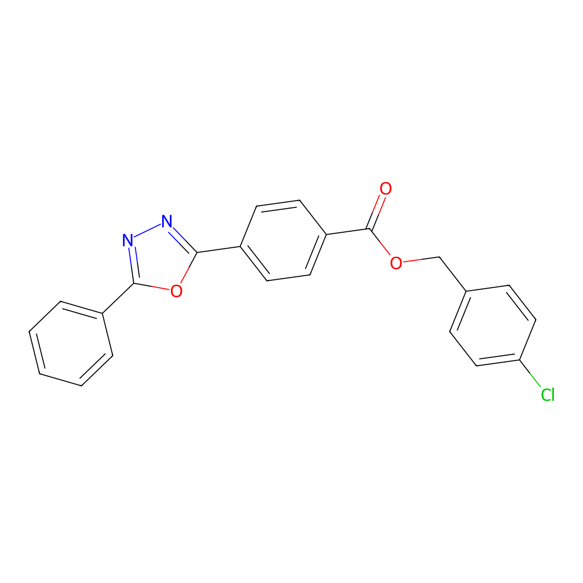 4-Chlorobenzyl 4-(5-phenyl-1,3,4-oxadiazol-2-yl)benzoate molecular structure, CAS 524044-77-7