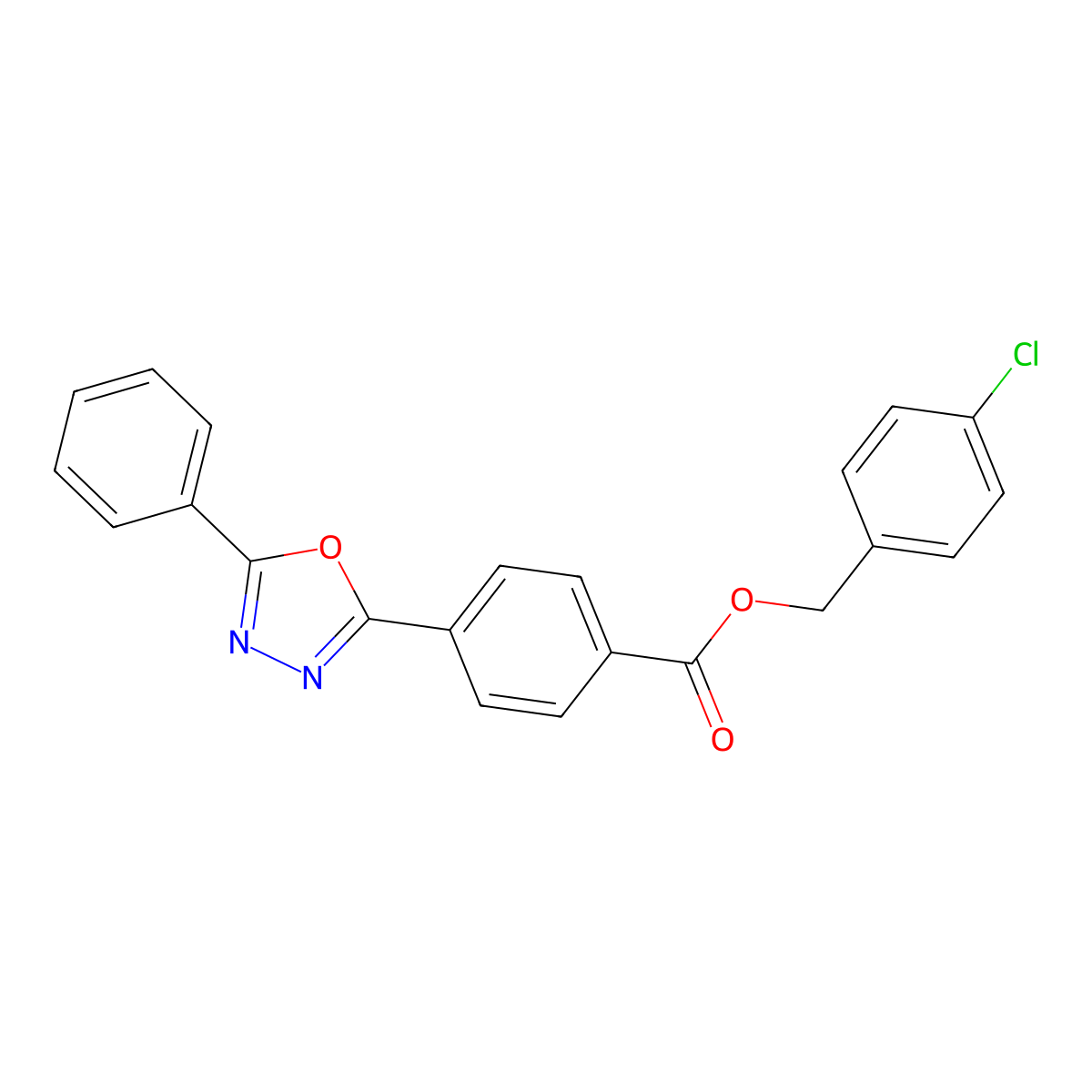 4-Chlorobenzyl 4-(5-phenyl-1,3,4-oxadiazol-2-yl)benzoate molecular structure, CAS 524044-77-7