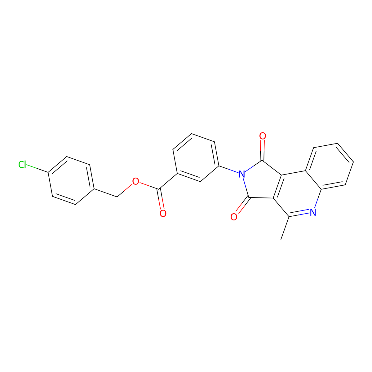 (4-Chlorophenyl)methyl 3-(4-methyl-1,3-dioxopyrrolo[3,4-c]quinolin-2-yl)benzoate molecular structure, CAS 524044-78-8