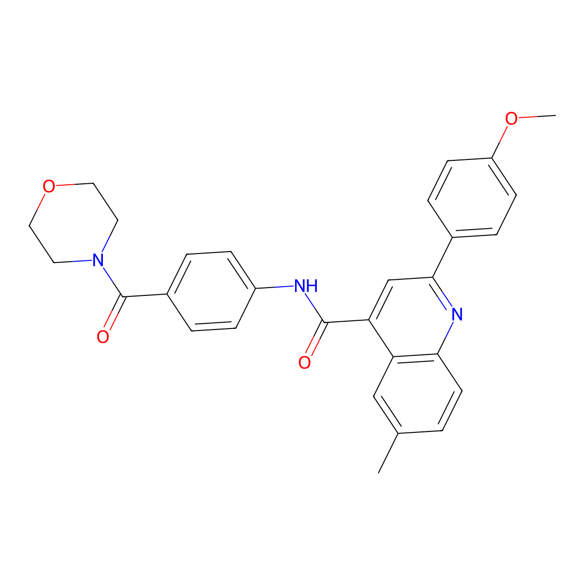 2-(4-methoxyphenyl)-6-methyl-N-[4-(morpholine-4-carbonyl)phenyl]quinoline-4-carboxamide molecular structure, CAS 524045-68-9