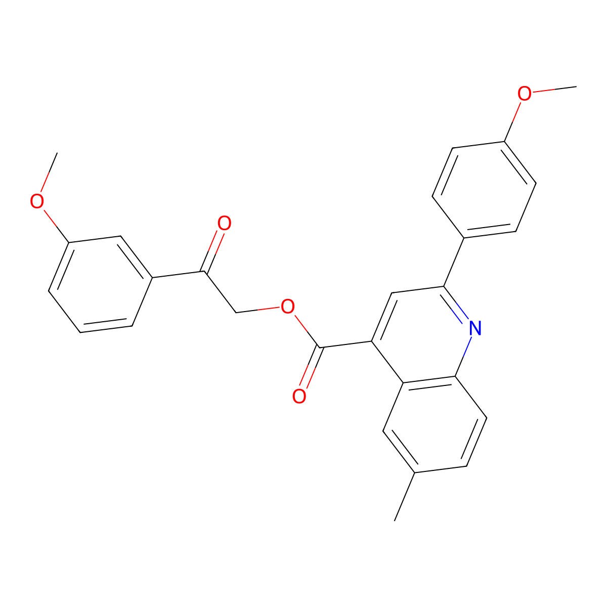 [2-(3-Methoxyphenyl)-2-oxoethyl] 2-(4-methoxyphenyl)-6-methylquinoline-4-carboxylate molecular structure, CAS 524046-16-0
