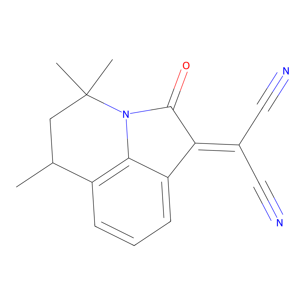 (4,4,6-trimethyl-2-oxo-5,6-dihydro-4H-pyrrolo[3,2,1-ij]quinolin-1(2H)-ylidene)propanedinitrile molecular structure, CAS 524047-13-0