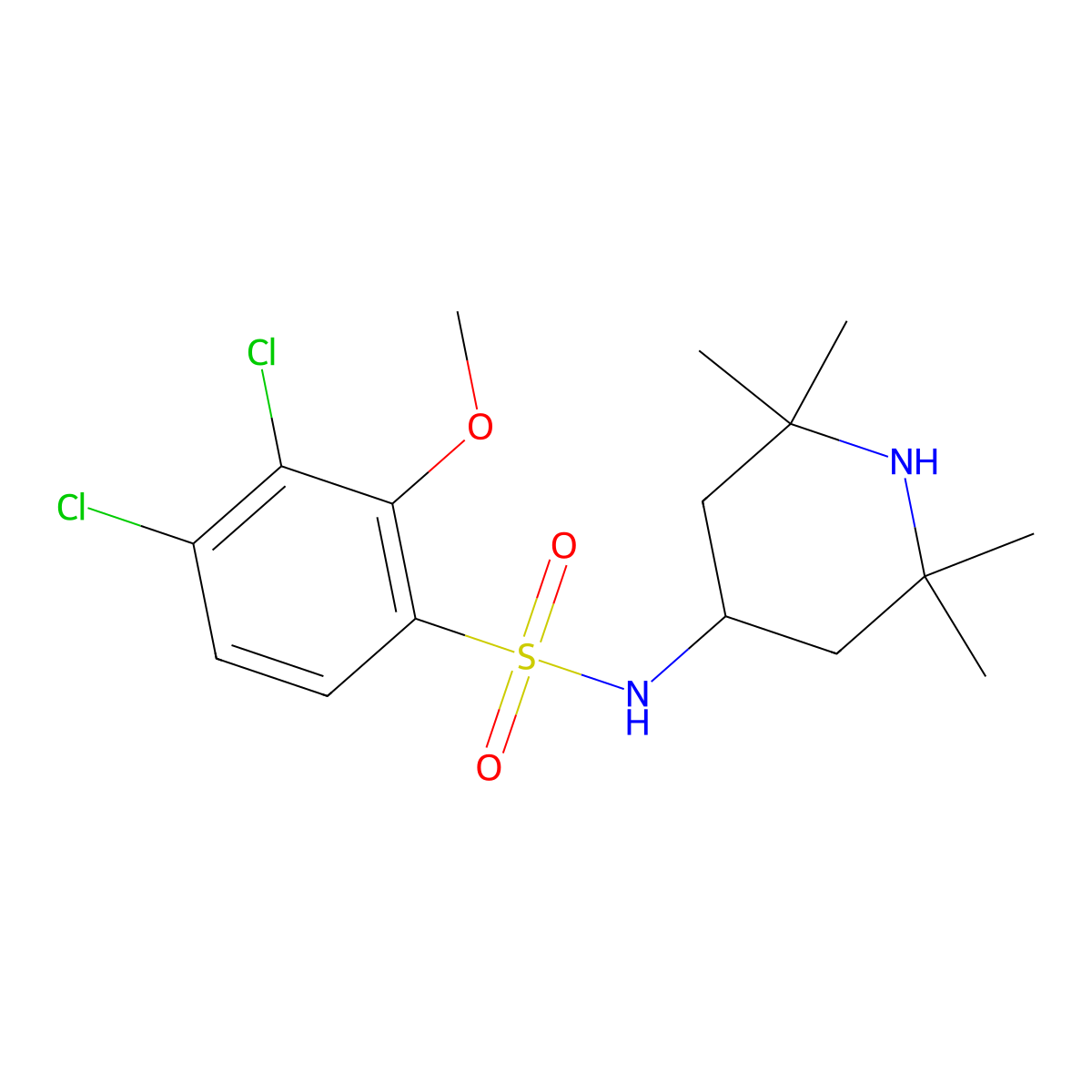 3,4-dichloro-2-methoxy-N-(2,2,6,6-tetramethylpiperidin-4-yl)benzenesulfonamide molecular structure, CAS 524049-82-9