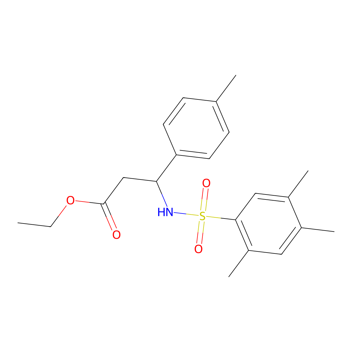 Ethyl 3-(4-methylphenyl)-3-{[(2,4,5-trimethylphenyl)sulfonyl]amino}propanoate molecular structure, CAS 524049-86-3
