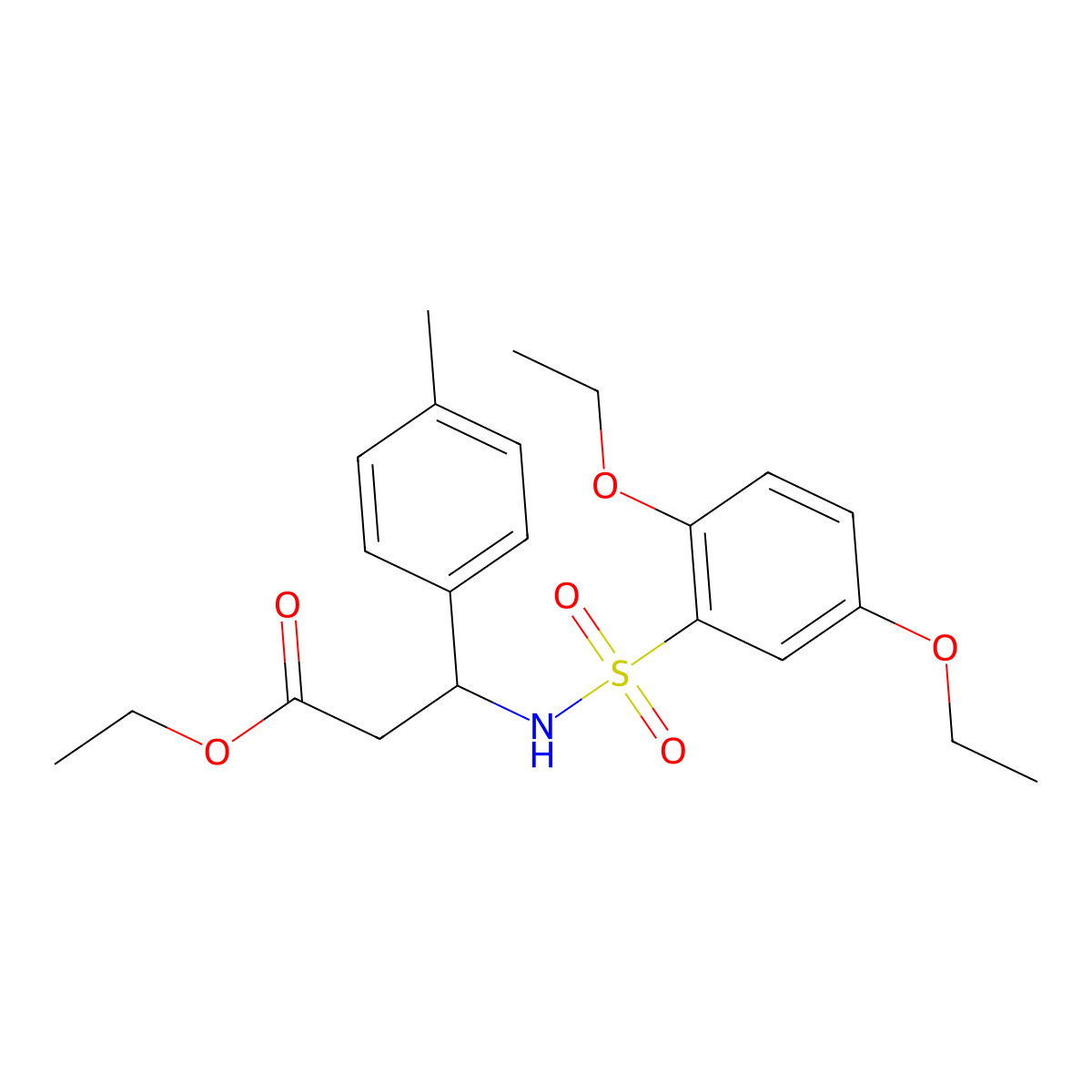 Ethyl 3-(2,5-diethoxybenzenesulfonamido)-3-(4-methylphenyl)propanoate molecular structure, CAS 524049-88-5