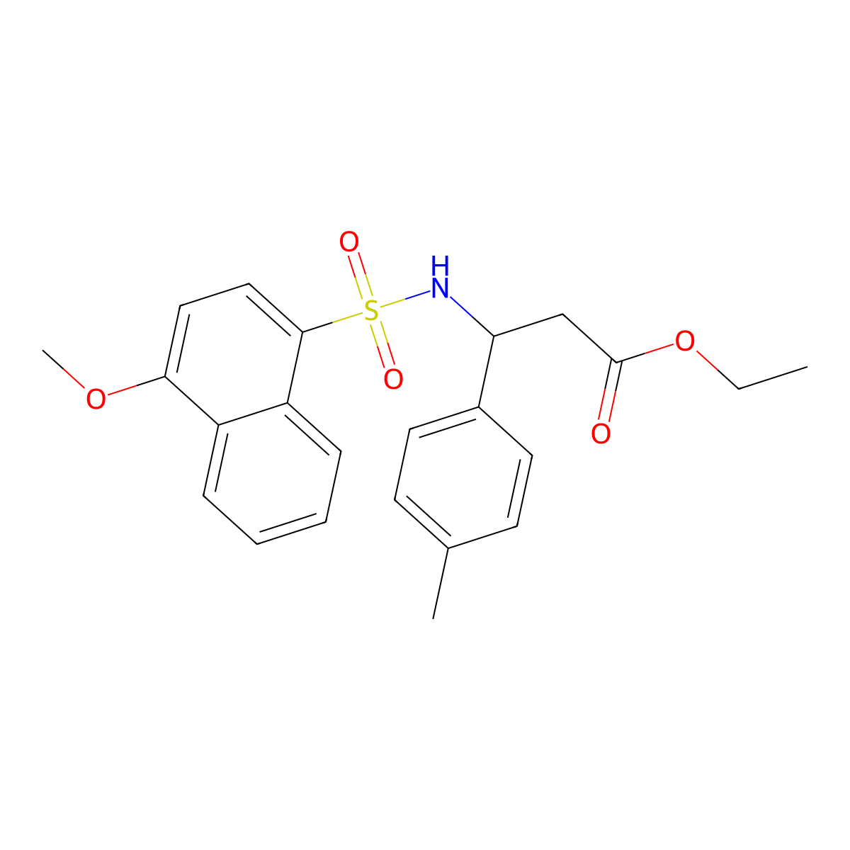 Ethyl 3-{[(4-methoxynaphthyl)sulfonyl]amino}-3-(4-methylphenyl)propanoate molecular structure, CAS 524049-89-6