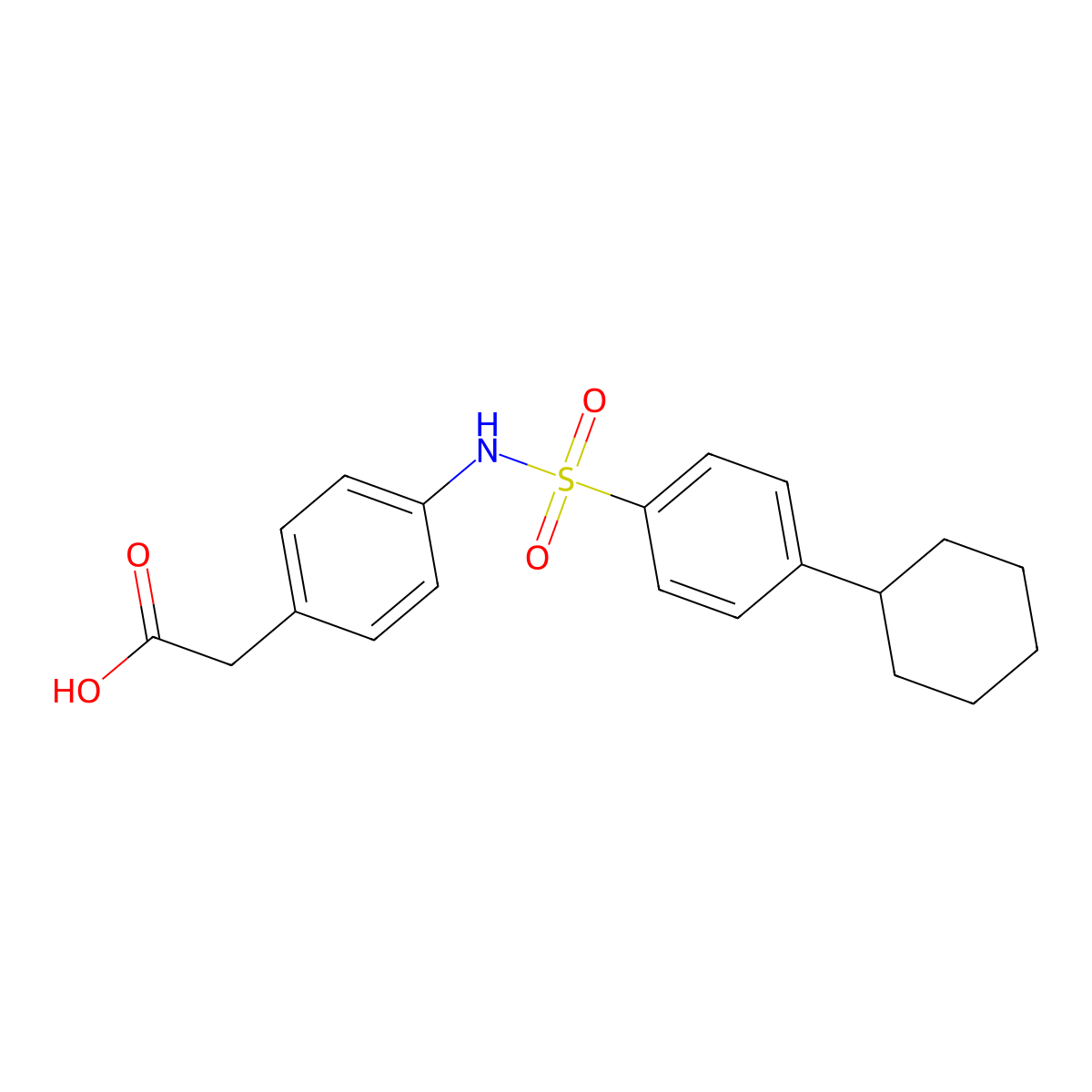(4-{[(4-Cyclohexylphenyl)sulfonyl]amino}phenyl)acetic acid molecular structure, CAS 524050-05-3
