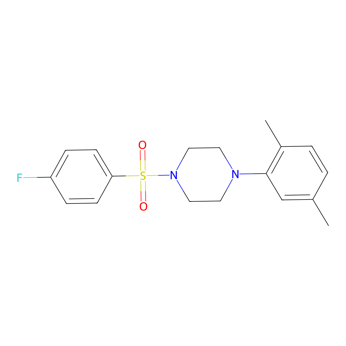 1-(2,5-Dimethylphenyl)-4-[(4-fluorophenyl)sulfonyl]piperazine molecular structure, CAS 524050-18-8