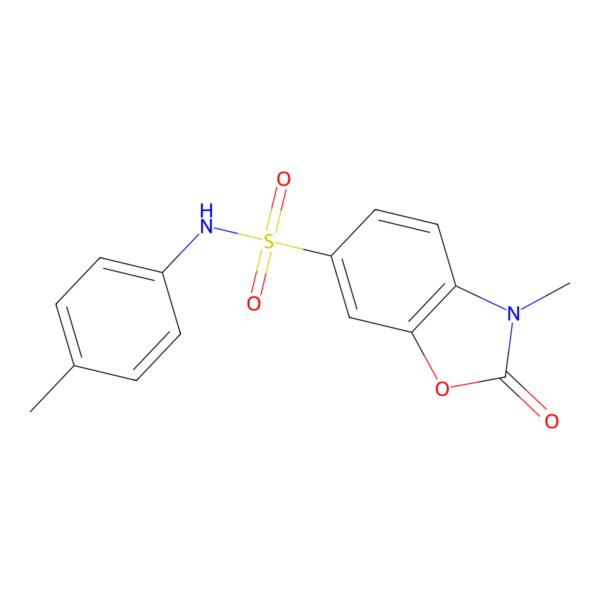3-methyl-N-(4-methylphenyl)-2-oxo-1,3-benzoxazole-6-sulfonamide molecular structure, CAS 524052-02-6