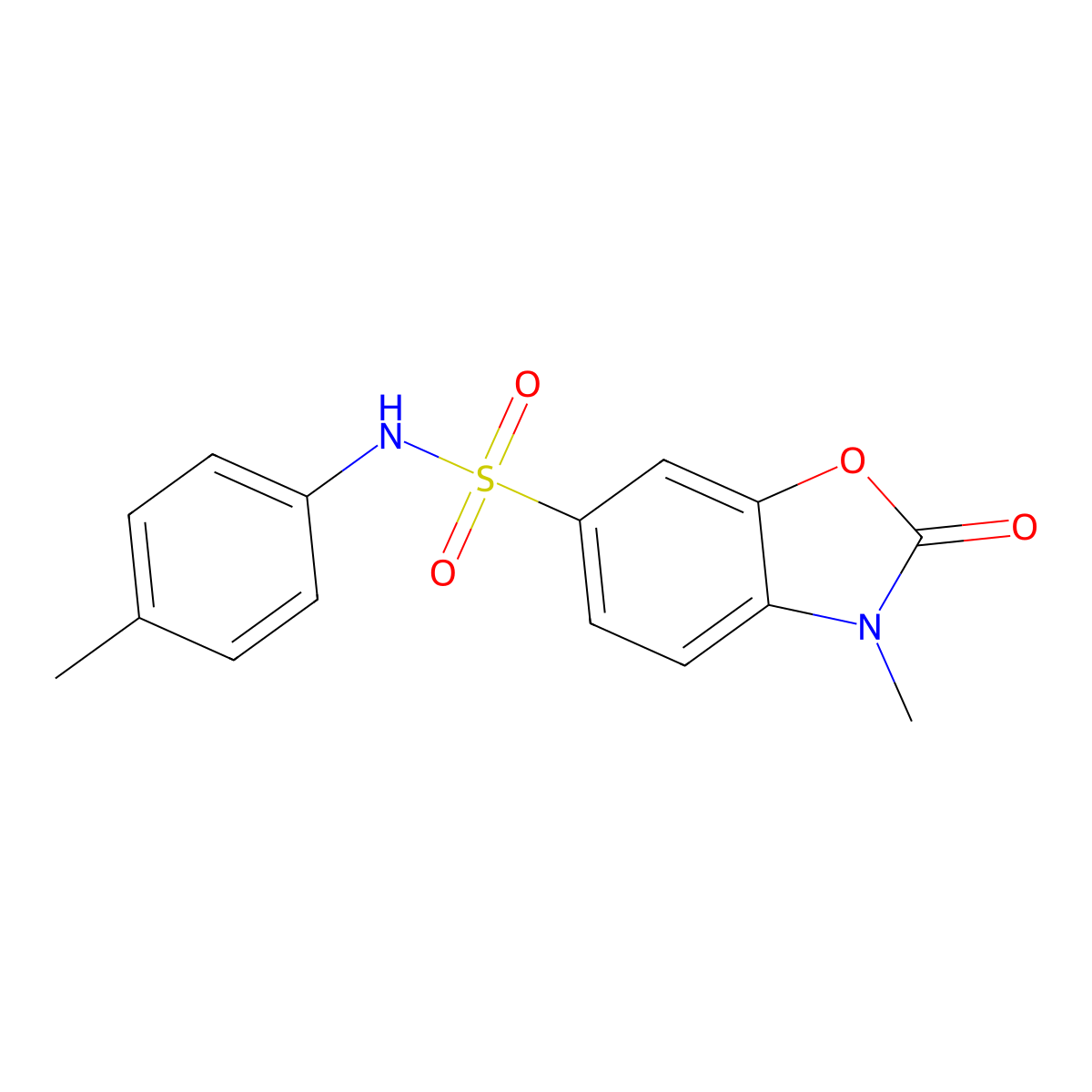 3-methyl-N-(4-methylphenyl)-2-oxo-1,3-benzoxazole-6-sulfonamide molecular structure, CAS 524052-02-6