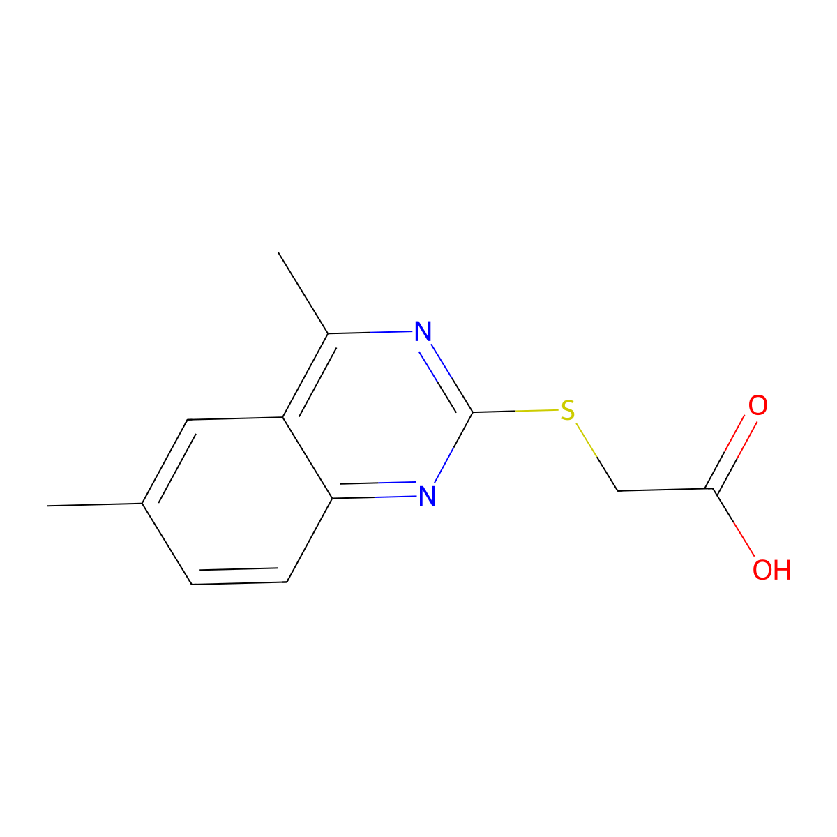 [(4,6-Dimethyl-2-quinazolinyl)thio]acetic acid molecular structure, CAS 524055-57-0