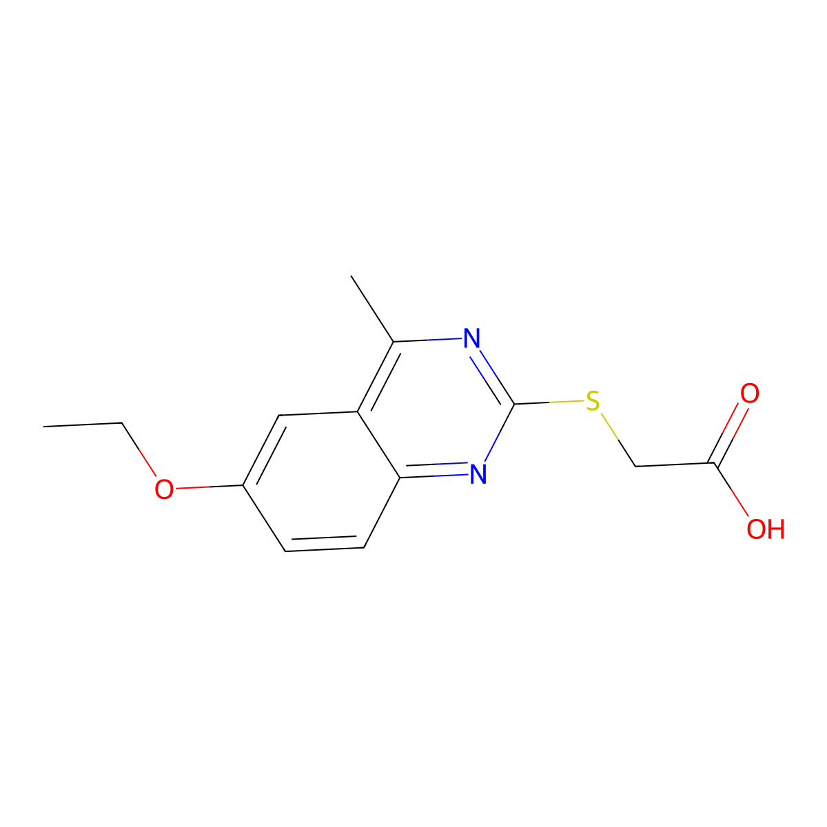 (6-Ethoxy-4-methyl-quinazolin-2-ylsulfanyl)-acetic acid molecular structure, CAS 524055-60-5