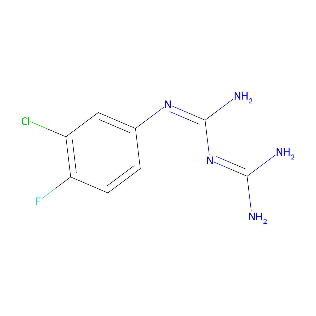 1-(3-Chloro-4-fluorophenyl)biguanide molecular structure, CAS 524055-70-7