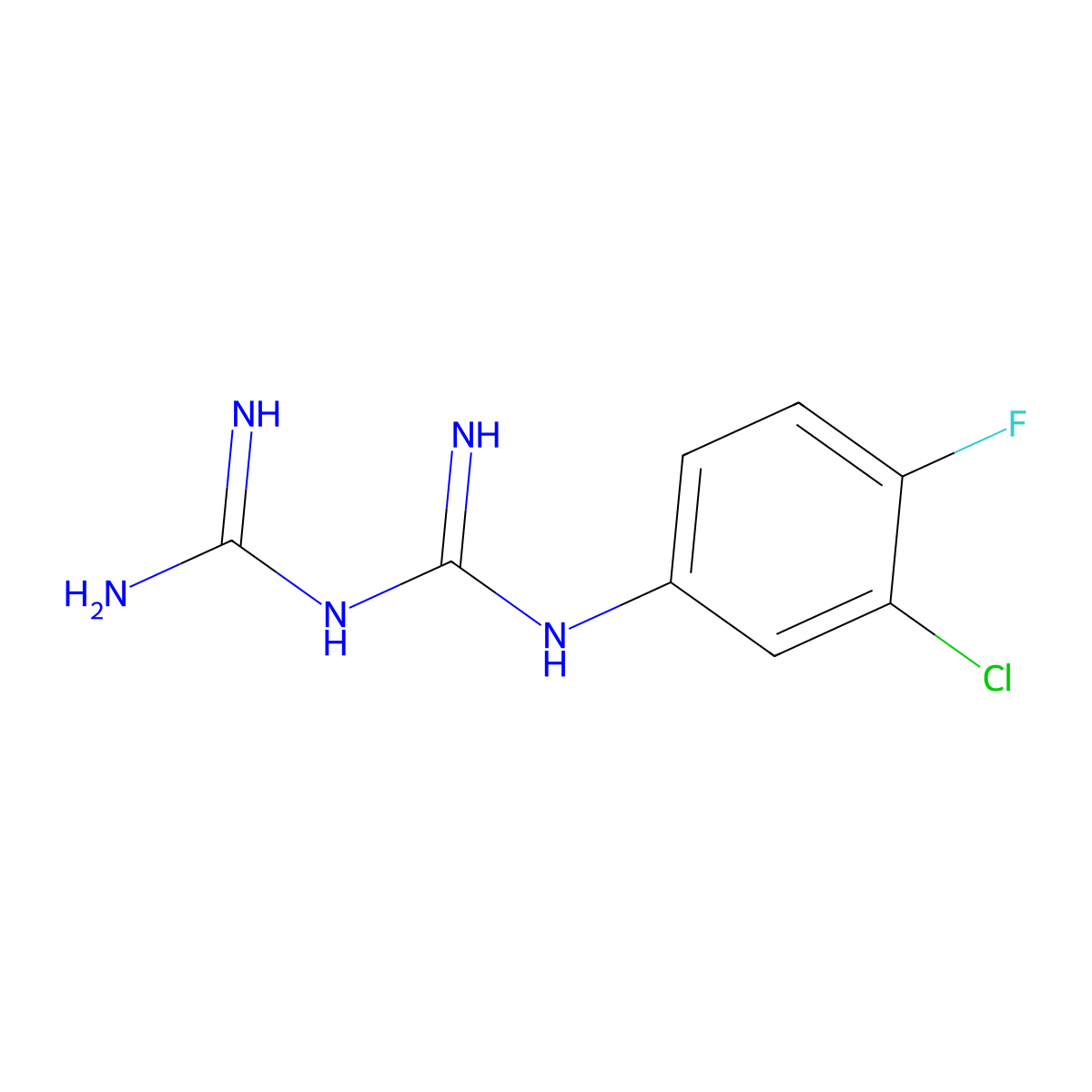 1-(3-Chloro-4-fluorophenyl)biguanide molecular structure, CAS 524055-70-7