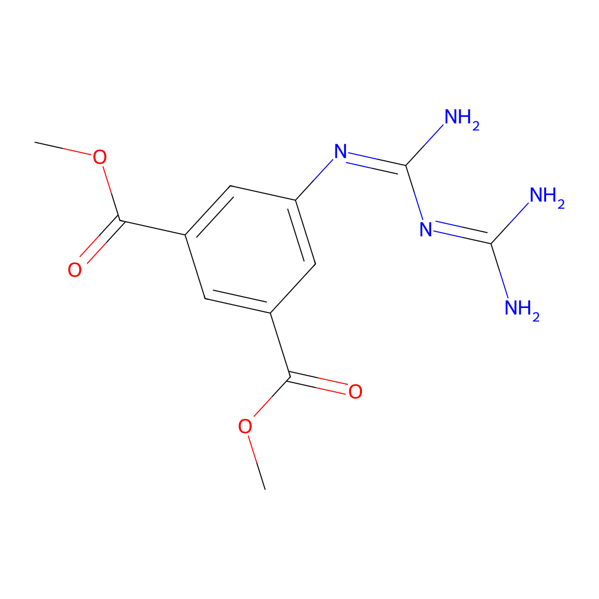 Dimethyl 5-{[{[amino(imino)methyl]amino}-(imino)methyl]amino}isophthalate molecular structure, CAS 524055-72-9