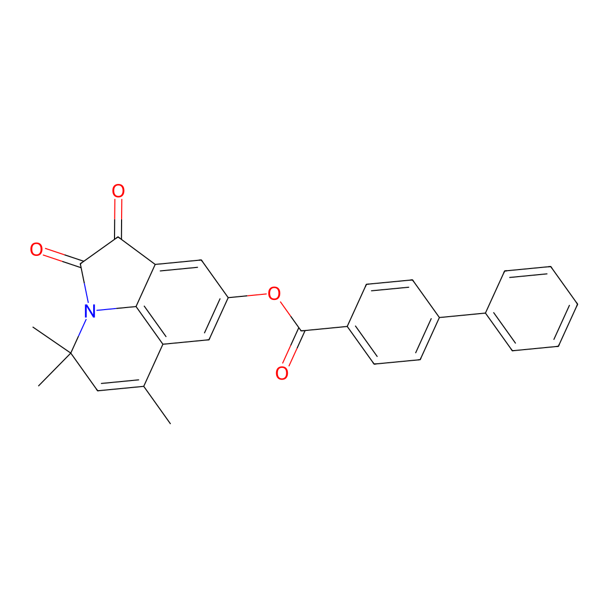 4,4,6-trimethyl-1,2-dioxo-1,2-dihydro-4H-pyrrolo[3,2,1-ij]quinolin-8-yl biphenyl-4-carboxylate molecular structure, CAS 524056-04-0