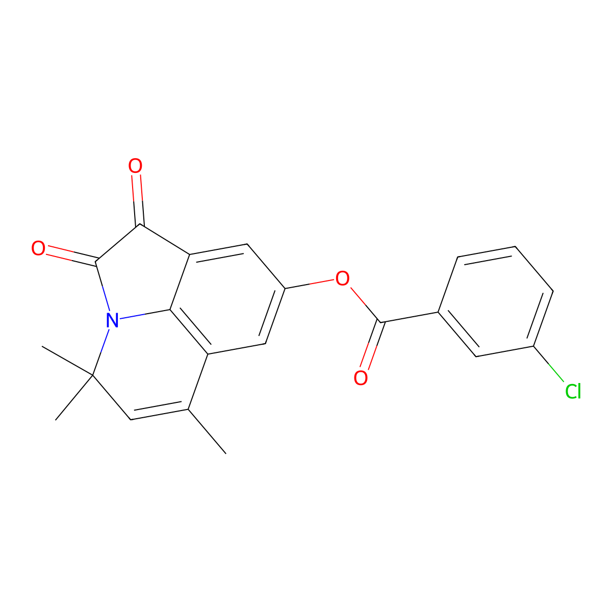 4,4,6-trimethyl-1,2-dioxo-1,2-dihydro-4H-pyrrolo[3,2,1-ij]quinolin-8-yl 3-chlorobenzoate molecular structure, CAS 524056-05-1
