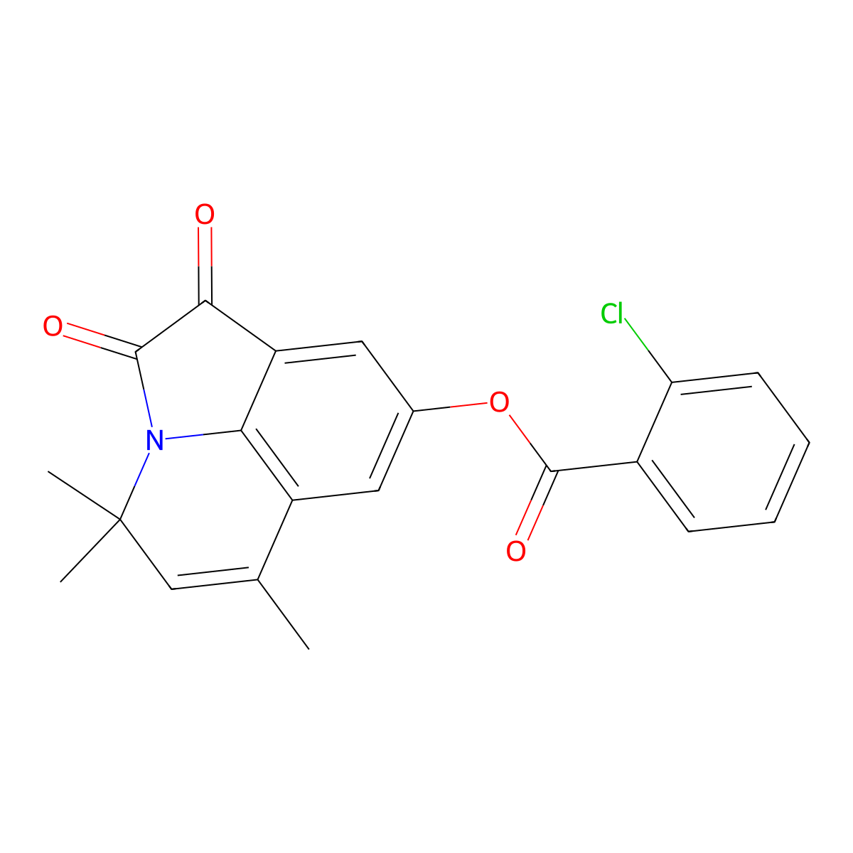 4,4,6-trimethyl-1,2-dioxo-1,2-dihydro-4H-pyrrolo[3,2,1-ij]quinolin-8-yl 2-chlorobenzoate molecular structure, CAS 524056-06-2