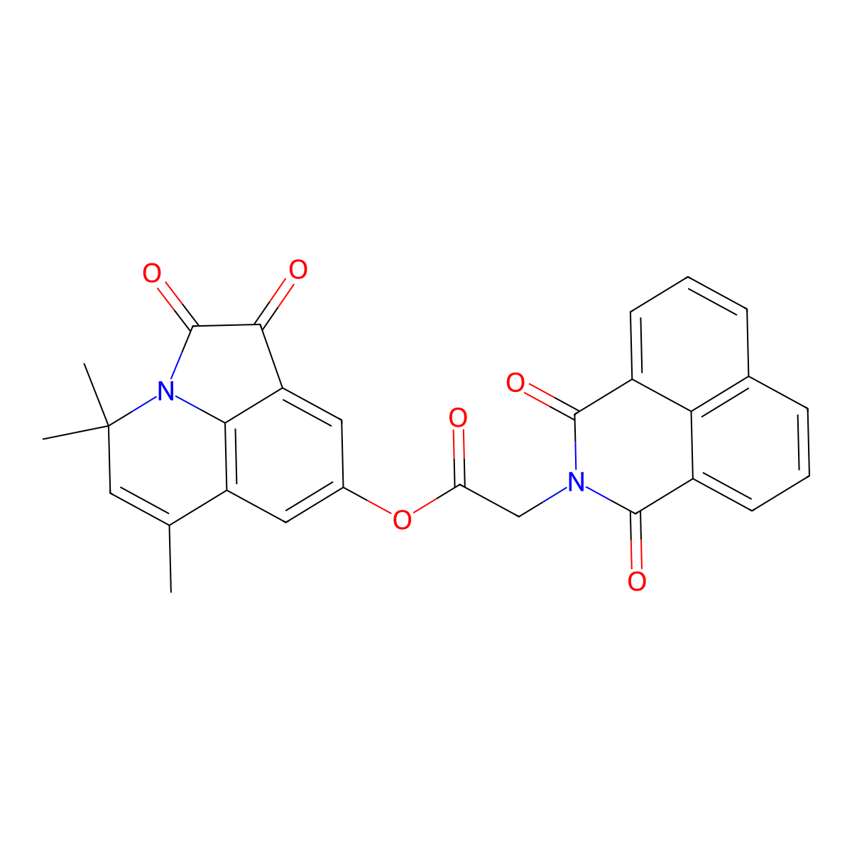 4,4,6-trimethyl-1,2-dioxo-1,2-dihydro-4H-pyrrolo[3,2,1-ij]quinolin-8-yl (1,3-dioxo-1H-benzo[de]isoquinolin-2(3H)-yl)acetate molecular structure, CAS 524056-10-8