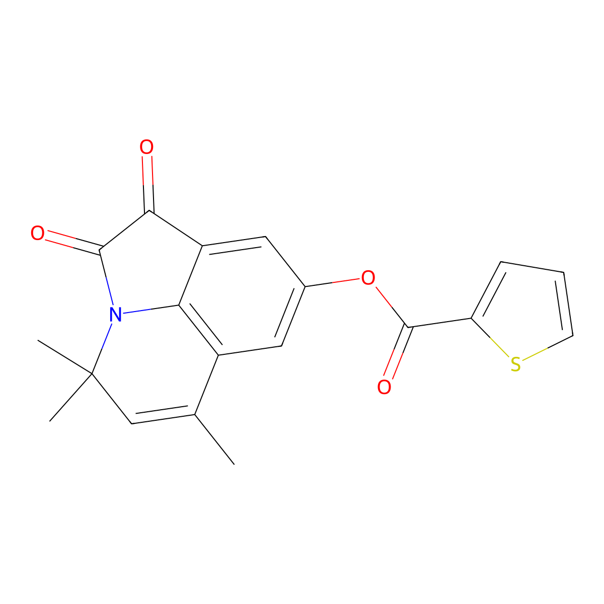 4,4,6-trimethyl-1,2-dioxo-1,2-dihydro-4H-pyrrolo[3,2,1-ij]quinolin-8-yl thiophene-2-carboxylate molecular structure, CAS 524056-13-1
