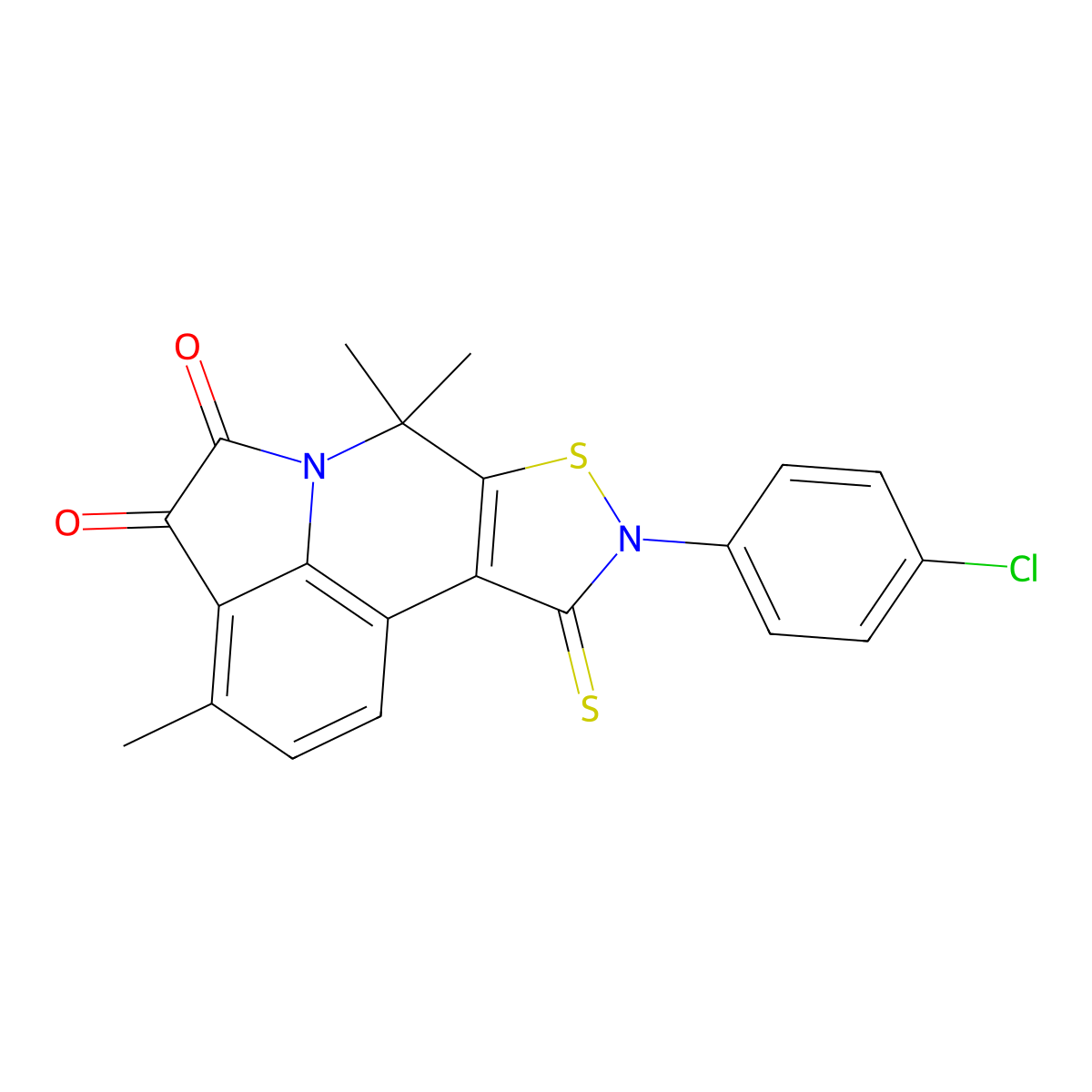 9-(4-chlorophenyl)-3,7,7-trimethyl-10-thioxo-9,10-dihydro-7H-isothiazolo[5,4-c]pyrrolo[3,2,1-ij]quinoline-4,5-dione molecular structure, CAS 524056-19-7