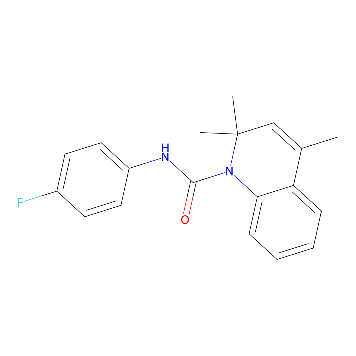 N-(4-fluorophenyl)-2,2,4-trimethylquinoline-1(2H)-carboxamide molecular structure, CAS 524056-34-6
