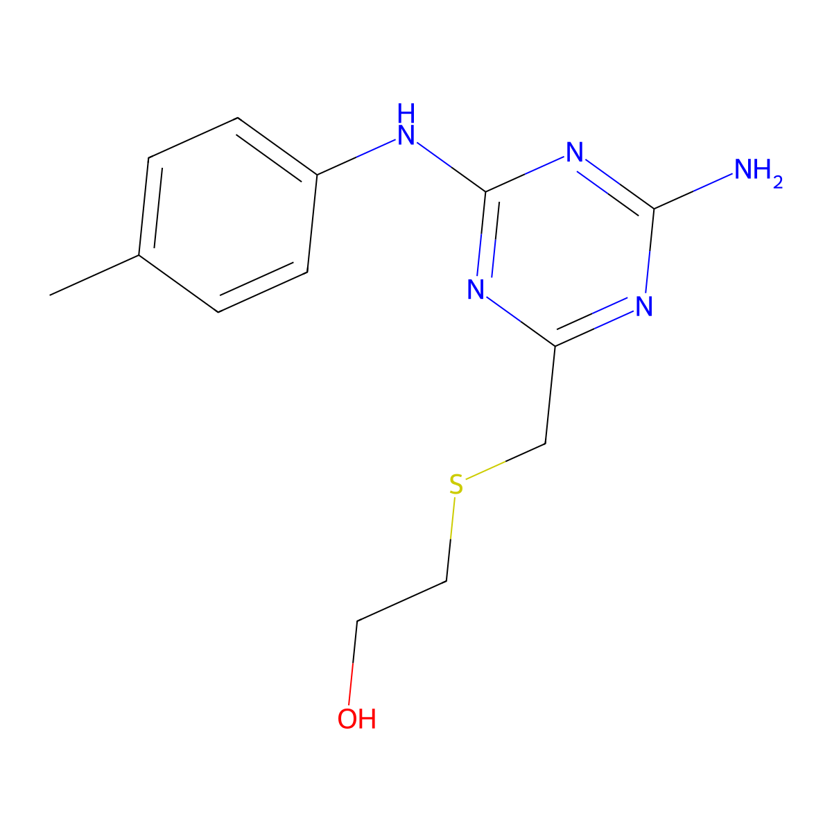 2-(4-Amino-6-p-tolylamino-[1,3,5]triazin-2-ylmethylsulfanyl)-ethanol molecular structure, CAS 524056-57-3