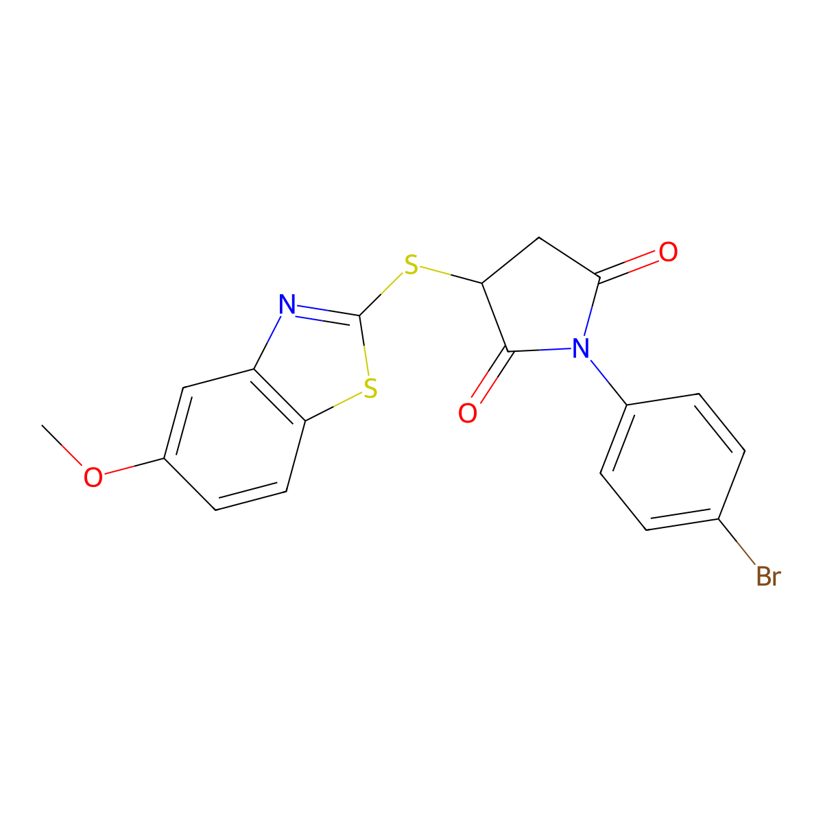 1-(4-Bromophenyl)-3-[(5-methoxy-1,3-benzothiazol-2-yl)sulfanyl]pyrrolidine-2,5-dione molecular structure, CAS 524056-75-5