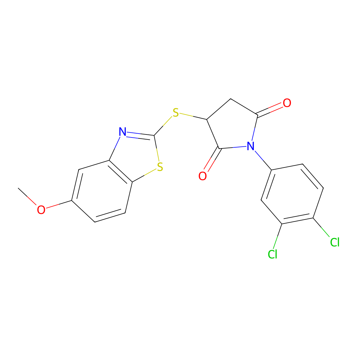 1-(3,4-Dichlorophenyl)-3-[(5-methoxy-1,3-benzothiazol-2-yl)sulfanyl]pyrrolidine-2,5-dione molecular structure, CAS 524056-77-7