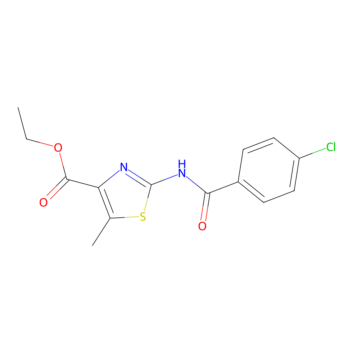 Ethyl 2-[(4-chlorobenzoyl)amino]-5-methyl-1,3-thiazole-4-carboxylate molecular structure, CAS 524057-07-6