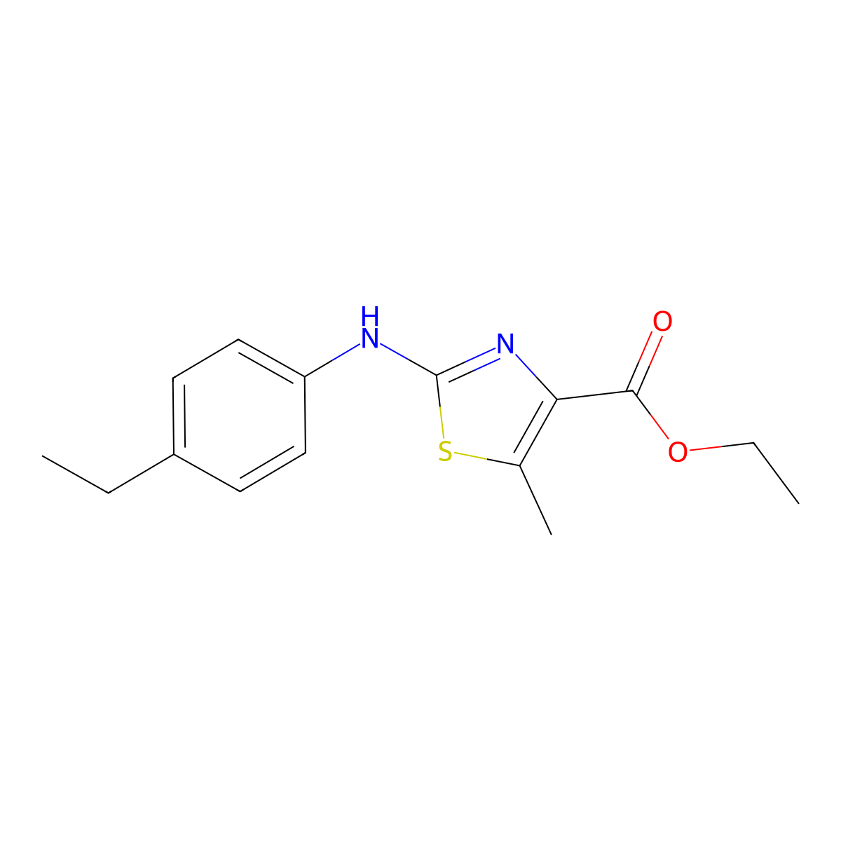 Ethyl 2-[(4-ethylphenyl)amino]-5-methyl-1,3-thiazole-4-carboxylate molecular structure, CAS 524057-08-7