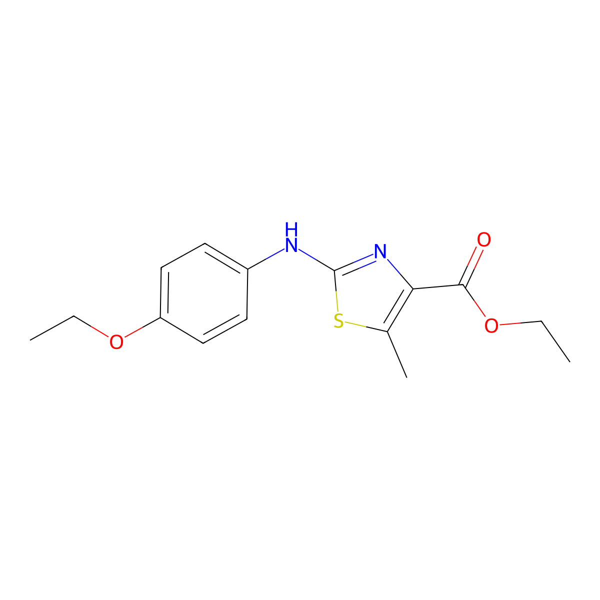 Ethyl 2-(4-ethoxyanilino)-5-methyl-1,3-thiazole-4-carboxylate molecular structure, CAS 524057-09-8