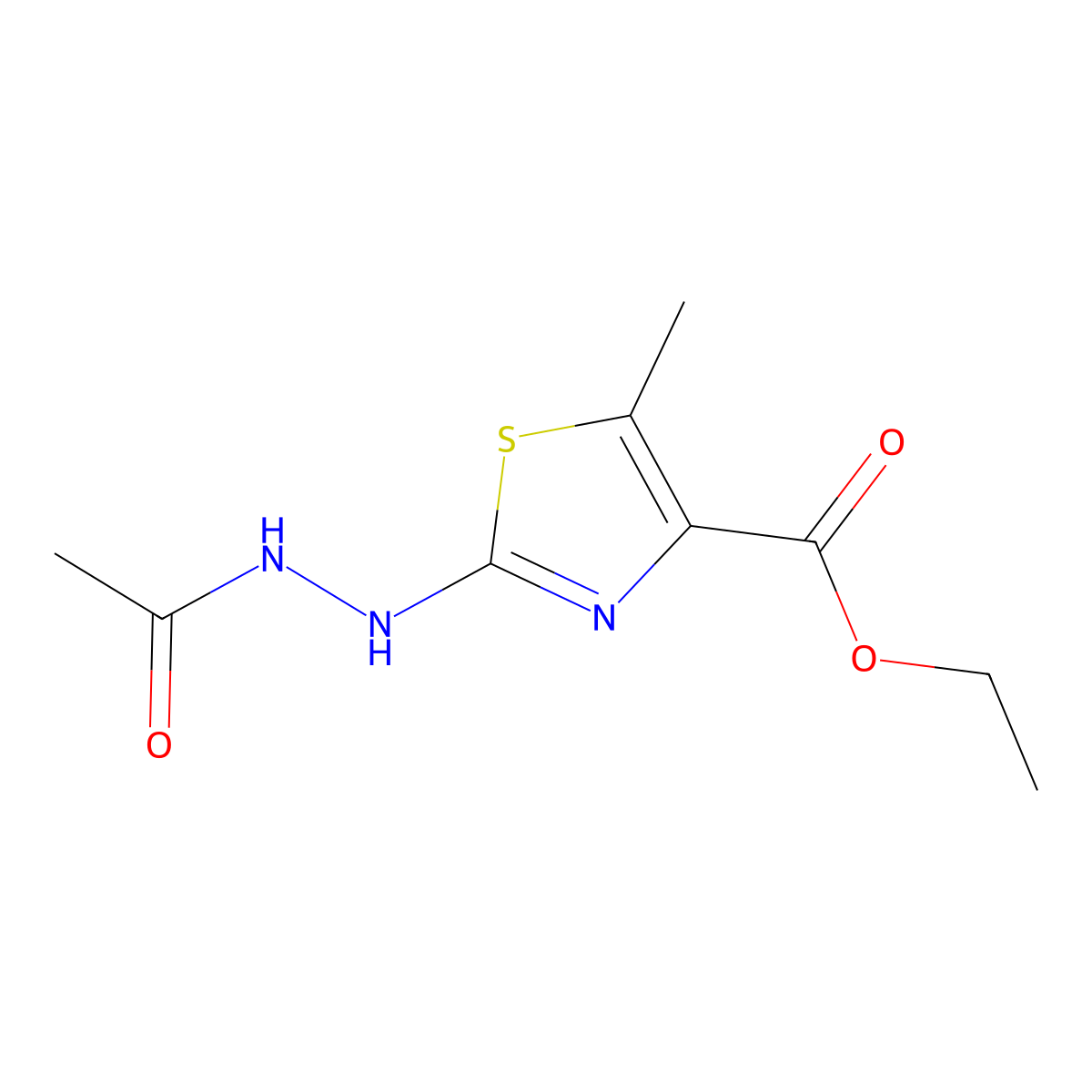 Ethyl 2-(2-acetylhydrazino)-5-methyl-1,3-thiazole-4-carboxylate molecular structure, CAS 524057-10-1