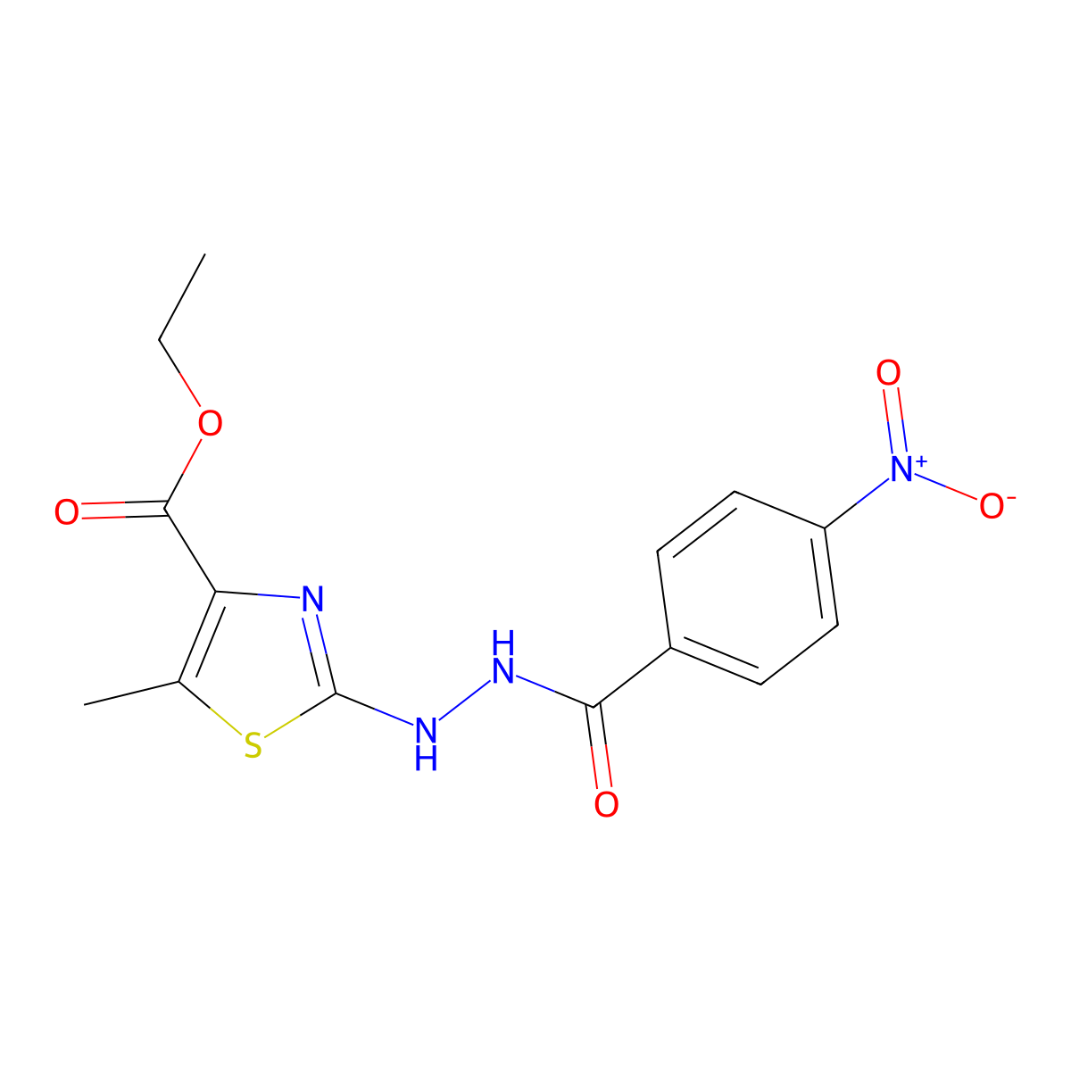 Ethyl 5-methyl-2-(2-(4-nitrobenzoyl)hydrazinyl)-4-thiazolecarboxylate molecular structure, CAS 524057-11-2