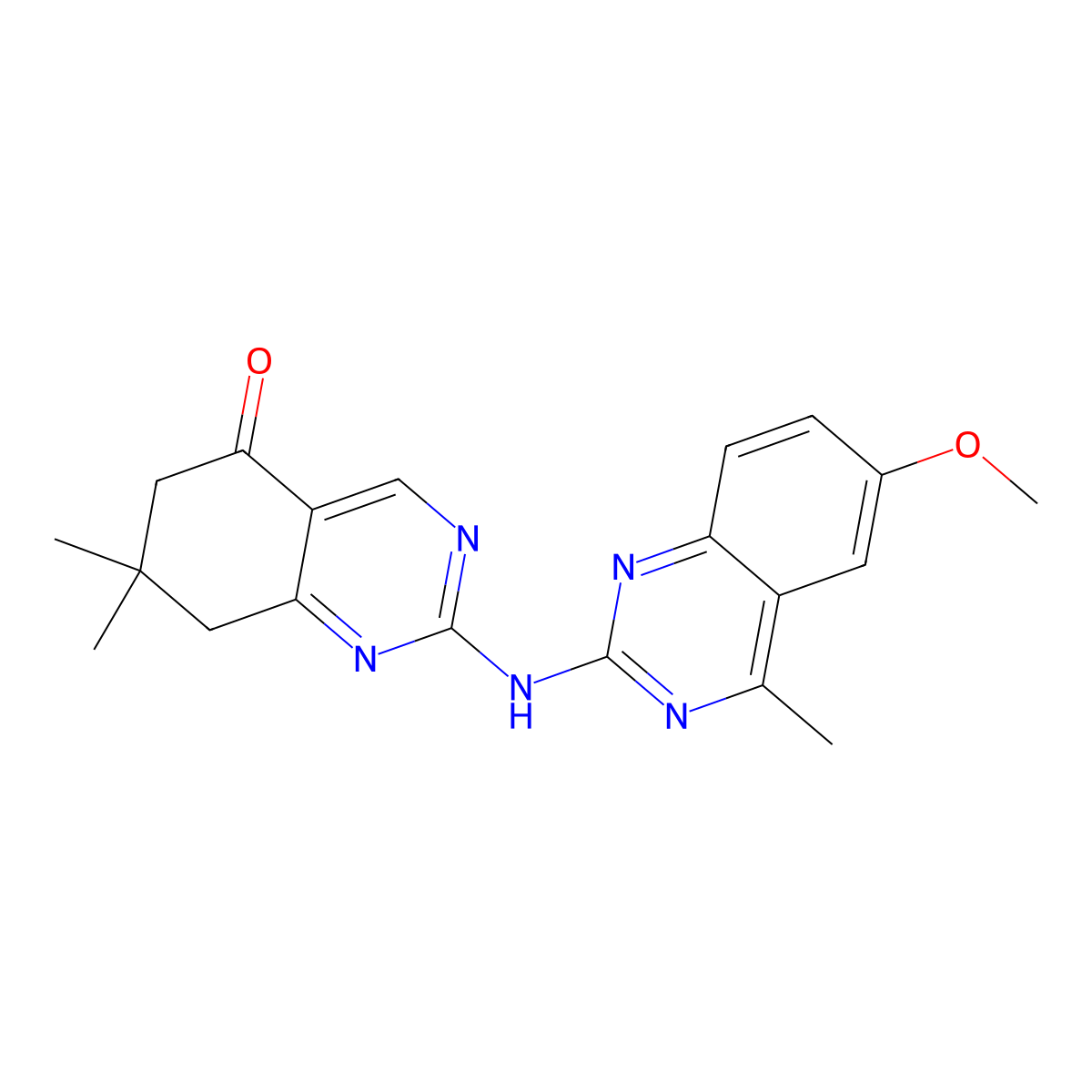 2-((6-methoxy-4-methylquinazolin-2-yl)amino)-7,7-dimethyl-7,8-dihydroquinazolin-5(6H)-one molecular structure, CAS 524057-12-3