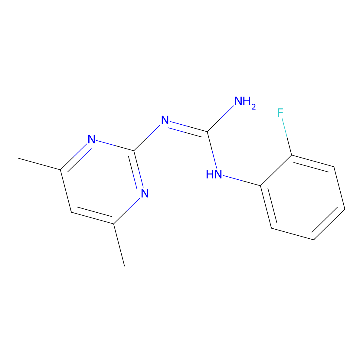 1-(4,6-Dimethylpyrimidin-2-yl)-3-(2-fluorophenyl)guanidine molecular structure, CAS 524057-24-7