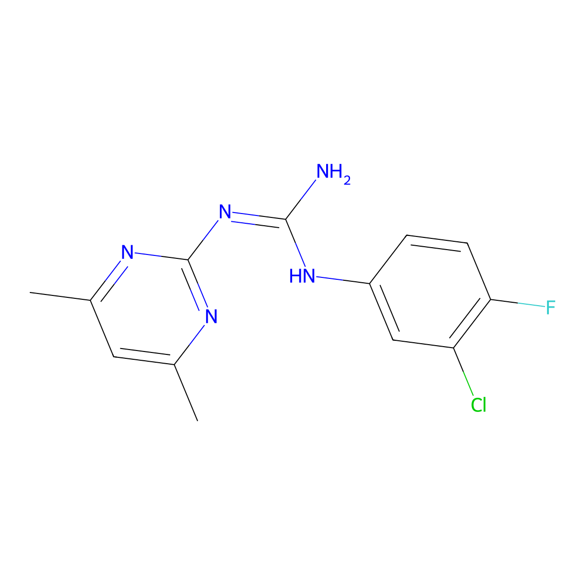 1-(3-Chloro-4-fluorophenyl)-3-(4,6-dimethylpyrimidin-2-yl)guanidine molecular structure, CAS 524057-25-8