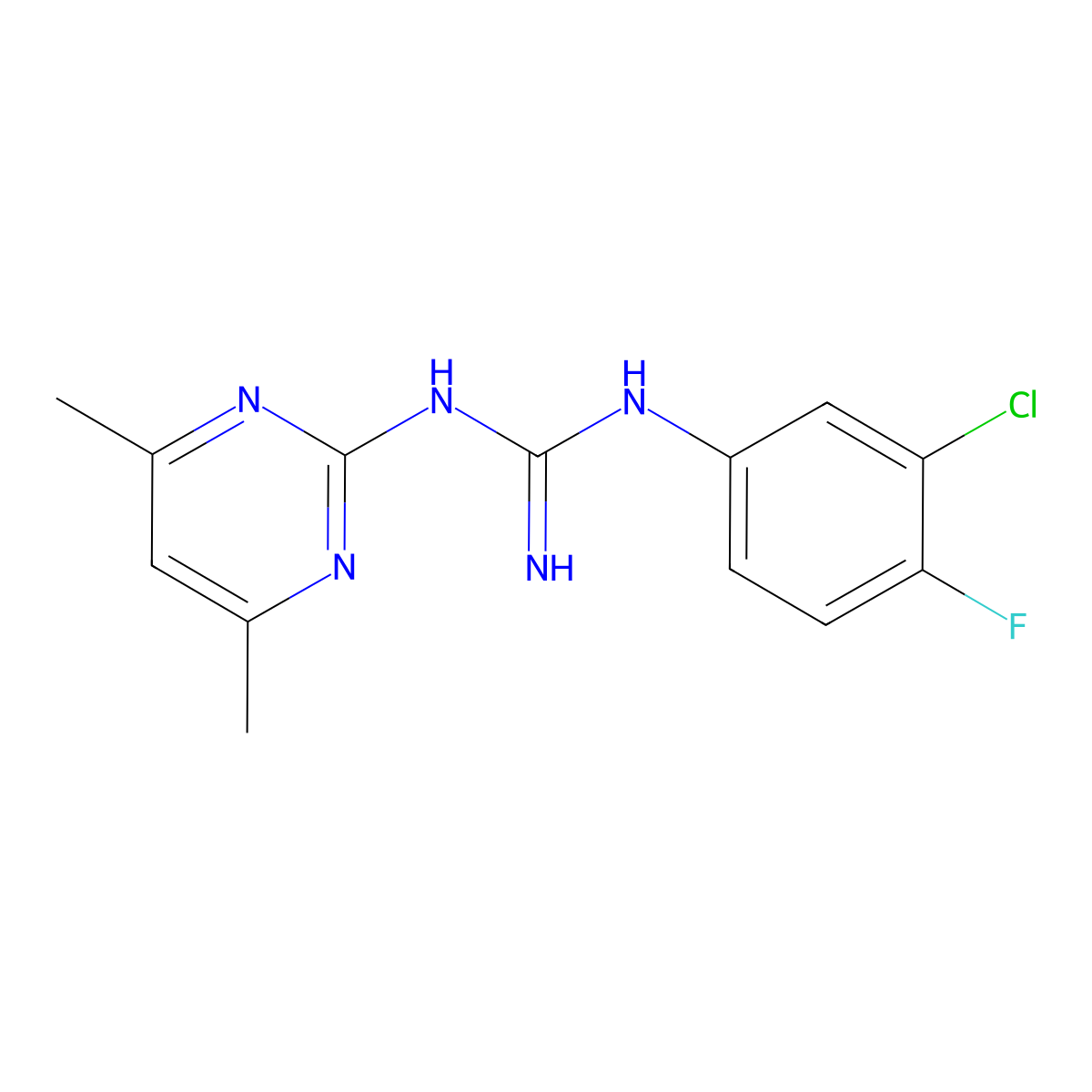 1-(3-Chloro-4-fluorophenyl)-3-(4,6-dimethylpyrimidin-2-yl)guanidine molecular structure, CAS 524057-25-8